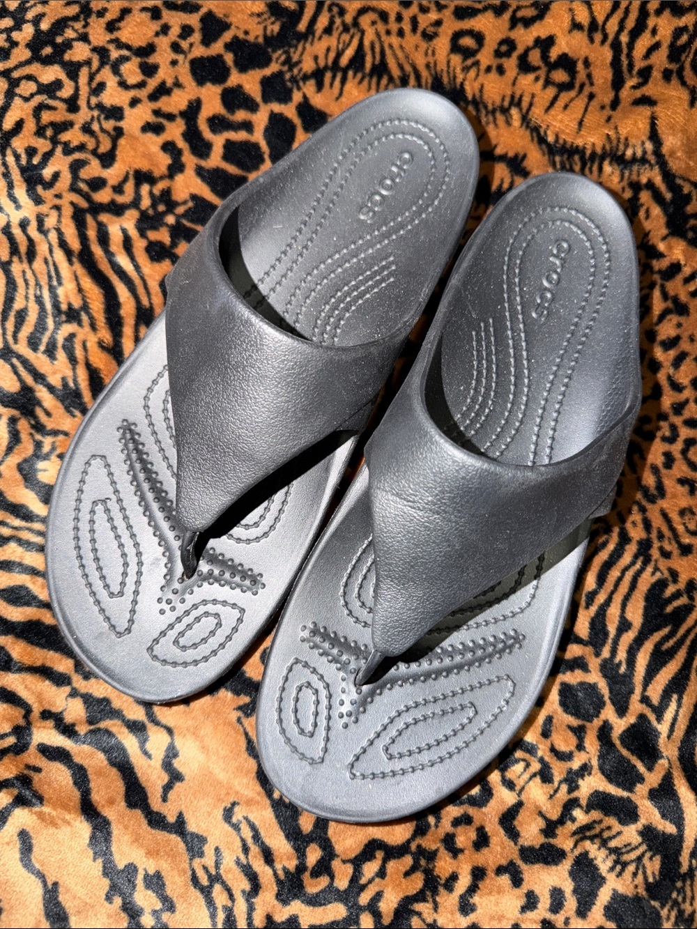 CROCS Women’s Charcoal Gray Thong Sandals
